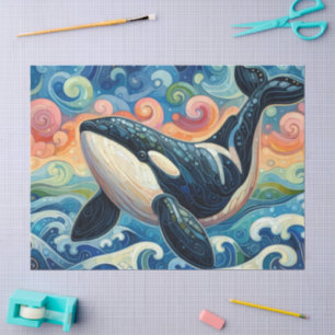 Papel De Seda Depuración costera de la playa de ballenas de Orca