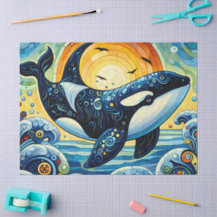 Papel De Seda Depuración costera de la playa de ballenas de Orca
