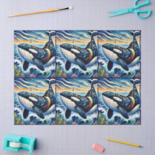 Papel De Seda Depuración costera de la playa de ballenas de Orca