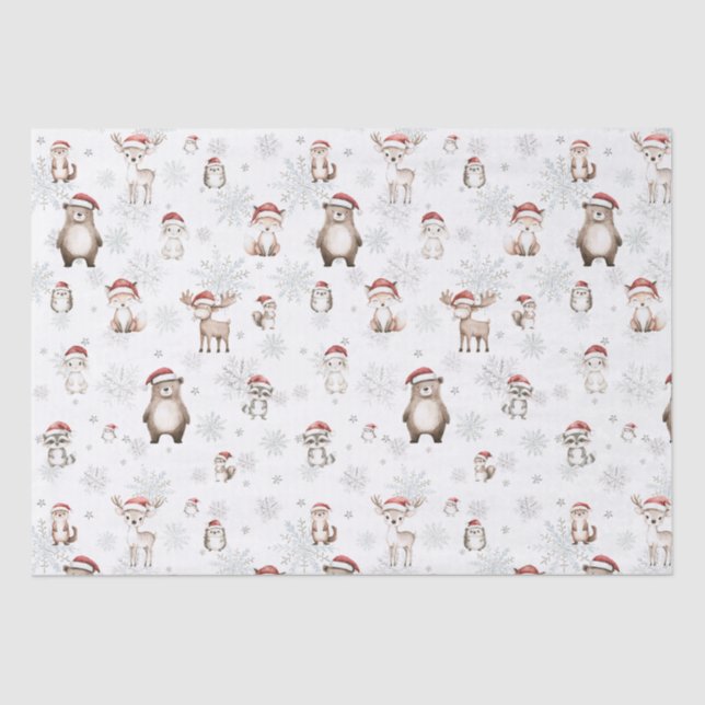 Papel De Seda Depuración Cute Woodland Animals Winter Wonderland (Anverso)