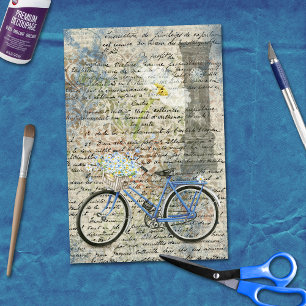 Papel De Seda Depuración de Ephemera del Reloj de Bicicleta Flor