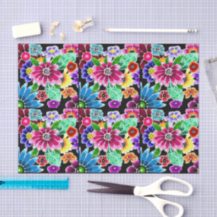 Papel De Seda Depuración de las floridas Flores Folk-Art de múlt