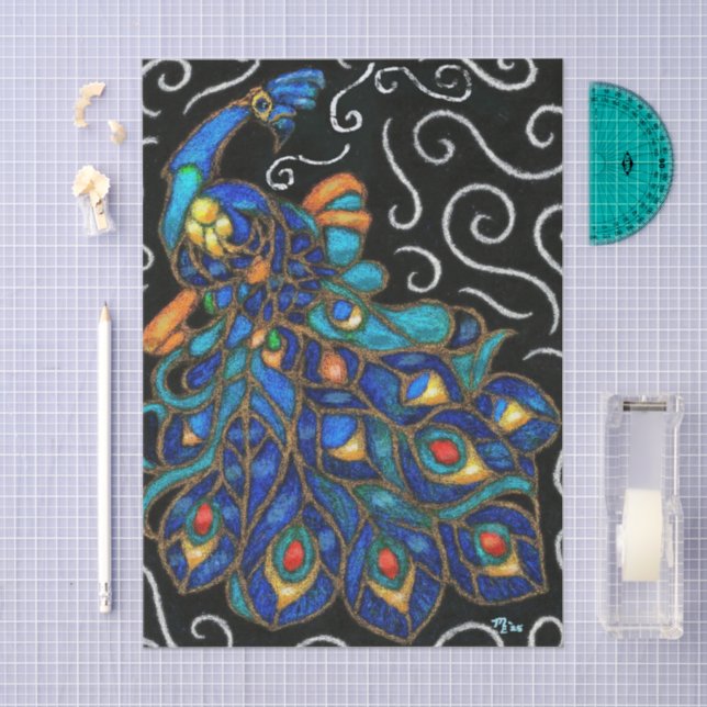 Papel De Seda Depuración de pájaro de pavo real caprichosa (Artesanía)