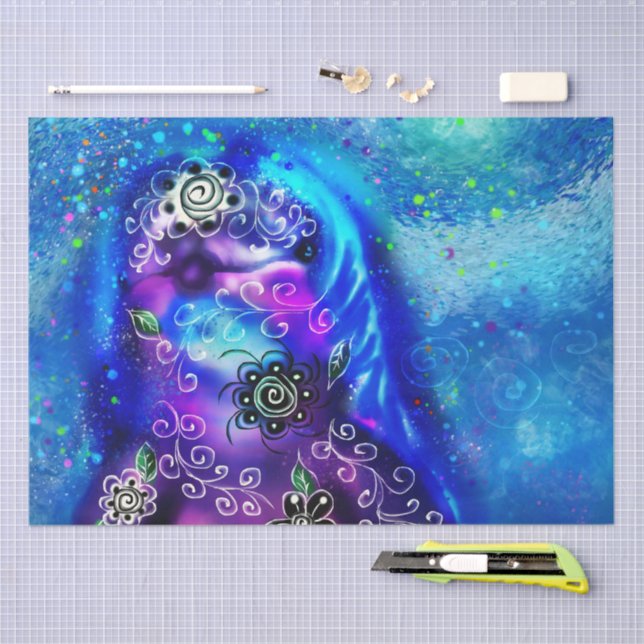 Papel De Seda Depuración náutica Verde azulada azul del delfín c (Artesanía)
