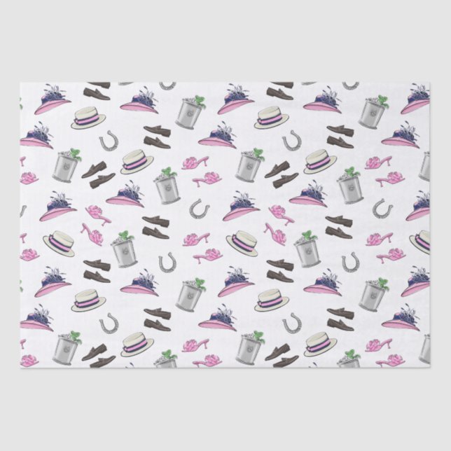 Papel De Seda Derby Fiesta Attire Mint Julep Horseshoe (Anverso)