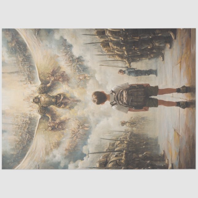 Papel De Seda Desacoplar el ejército celestial guerrero angélico (Anverso)