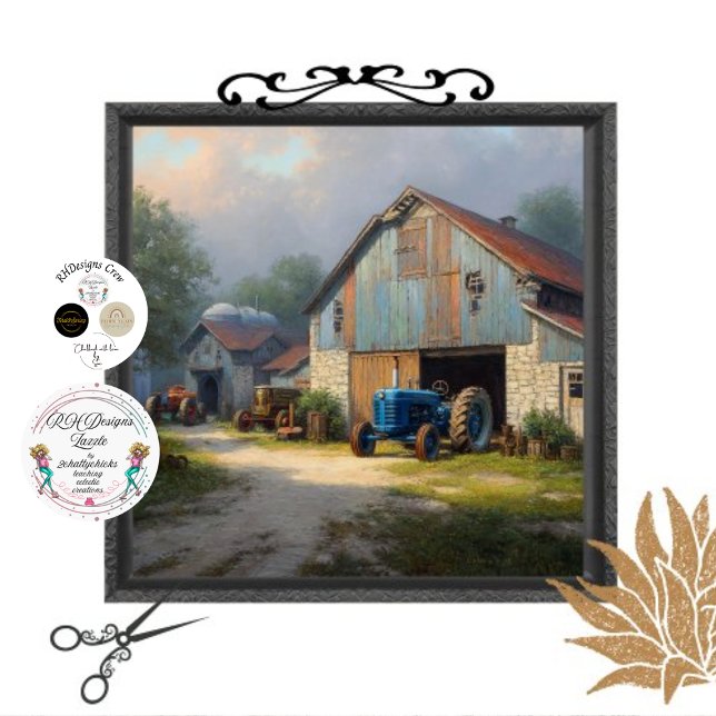 Papel De Seda Desacoplar el Tractor Rústico de Escena Barn & Vin (Subido por el creador)