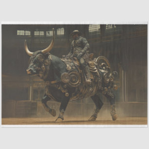 Papel De Seda Desacoplar Steampunk Bull Rodeo Rider