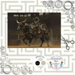 Papel De Seda Desacoplar Steampunk Bull Rodeo Rider