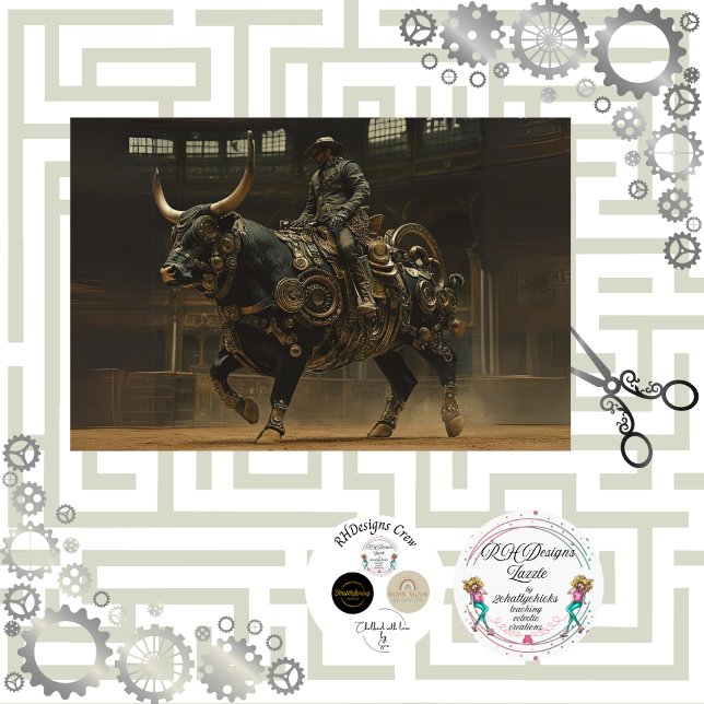 Papel De Seda Desacoplar Steampunk Bull Rodeo Rider (Subido por el creador)