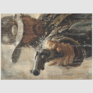 Papel De Seda Desacreditar al Clásico Occidental Cowboy Gunfight