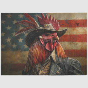 Papel De Seda Desacreditar gallo de la Americana en bandera fron