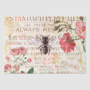 Papel De Seda Desahuciación de abejas y Rosas de época