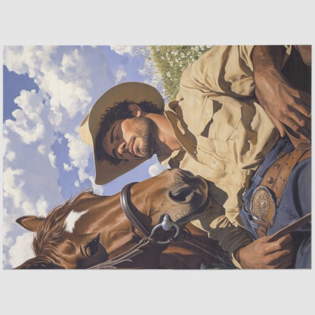 Papel De Seda Desahuciar a Cowboy y el campo de descanso de caba (Anverso)