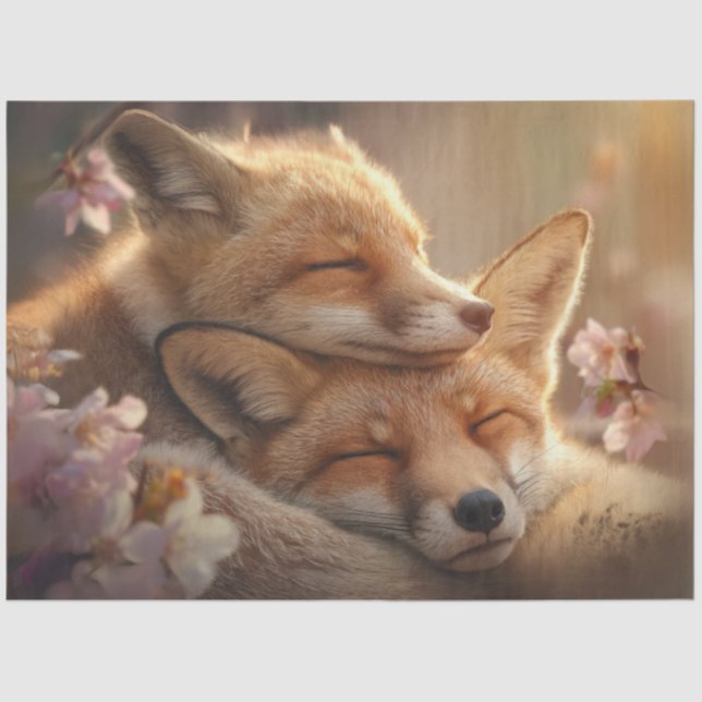 Papel De Seda Desahuciar a la madre bebé Fox Sleeping Fort (Anverso)