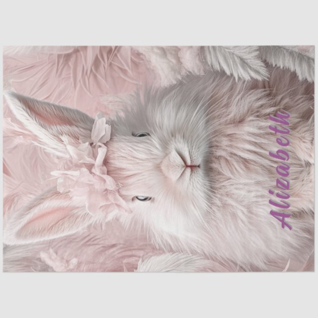 Papel De Seda Desahuciar conejo rosa de Pascua (Anverso)