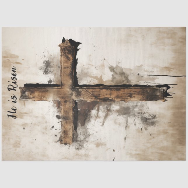 Papel De Seda Desahuciar Crucifixión Rústico de Pascua (Anverso)