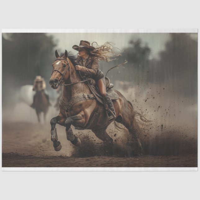 Papel De Seda Desalojar a Cowgirl Rodeo Rider (Anverso)