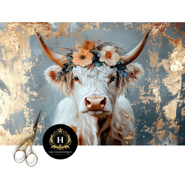 Papel De Seda Desalojo de granja de Highland Cow Rustic Boho (Subido por el creador)