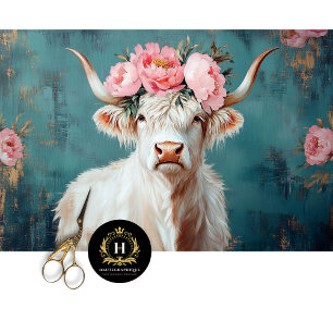 Papel De Seda Desalojo de granja de Highland Cow Rustic Boho