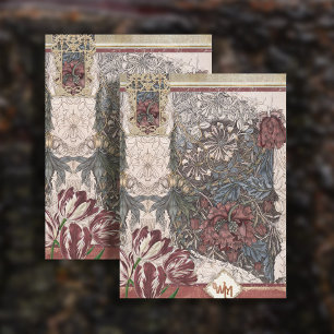 Papel De Seda Desalojo del Collage de William Morris Burgundy