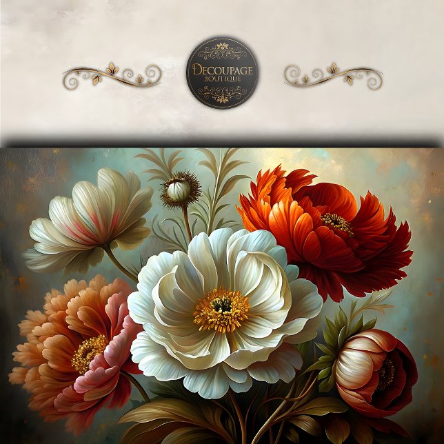 Papel De Seda Desaparición de los pueblos del otoño (Autumn Peonies Decoupage Tissue Paper)