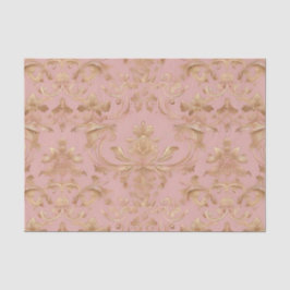 Papel De Seda Descarga de Damasco de oro rosa pálido y metálico