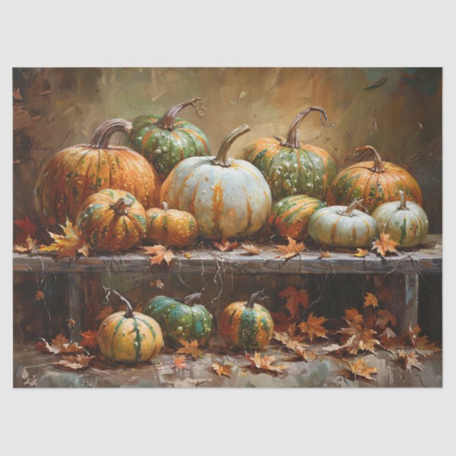 Papel De Seda Descarga de pintura de aceite de época de calabaza (Anverso)