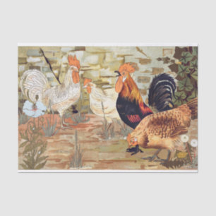 Papel De Seda Descarga del gallo de pollo de época