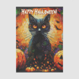Papel De Seda Descarga personalizada de calabazas de gato negro
