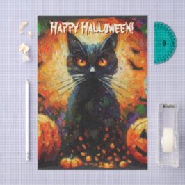Papel De Seda Descarga personalizada de calabazas de gato negro