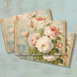 Papel De Seda Descenso de la época de vintage rosa floral azul f