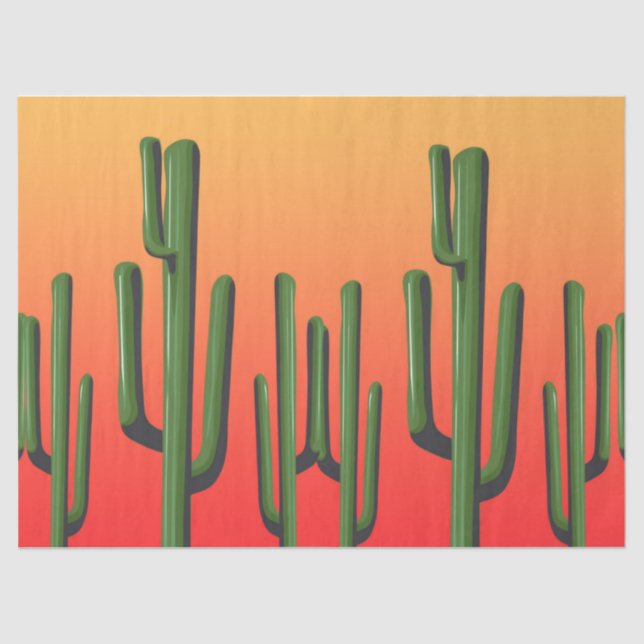 Papel De Seda Descenso del Desierto de Saguaro Cactus (Anverso)