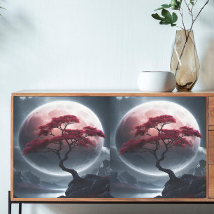 Papel De Seda Descifrar el árbol rosado de estilo japonés místic