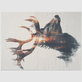 Papel De Seda Descifrar el perfil del ciervo de doble exposición