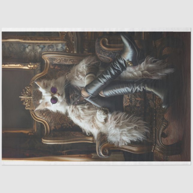 Papel De Seda Descifrar gato lujoso vestido (Anverso)