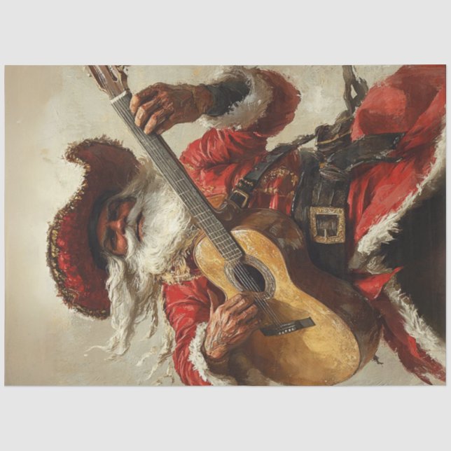 Papel De Seda Descifrar guitarra mexicana de Santa Jugando (Anverso)