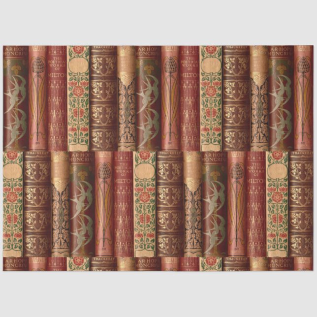 Papel De Seda Descifrar viejo libro Spines Milton (Anverso)