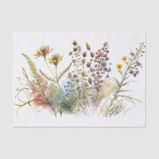 Papel De Seda descomposición de flores silvestres de época