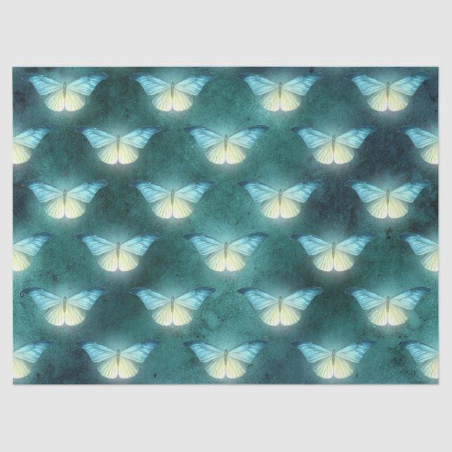 Papel De Seda Descomposición de mariposa verde brillante (Anverso)