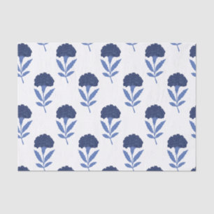 Papel De Seda Descomposición del patrón de flores azules sin foc