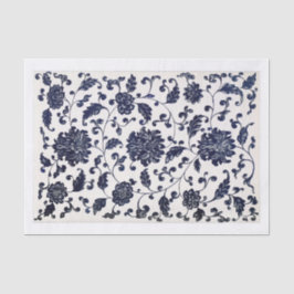 Papel De Seda Descomposición del patrón floral azul