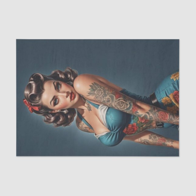 Papel De Seda Desconexión Chica de Pinup Retro Rockabilly (Anverso)