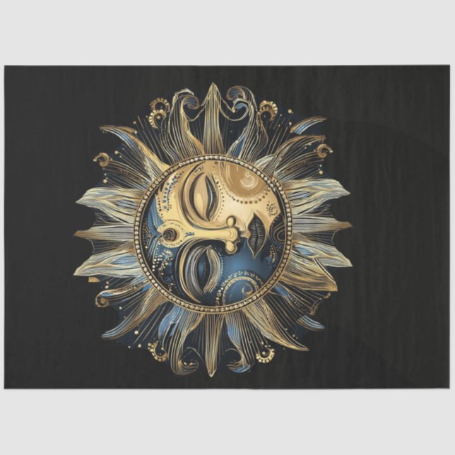 Papel De Seda Desconexión Creciente Intrincado Sol Celeste (Anverso)