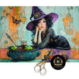Papel De Seda Desconexión de Cauldron de Bruja y Gato Negro