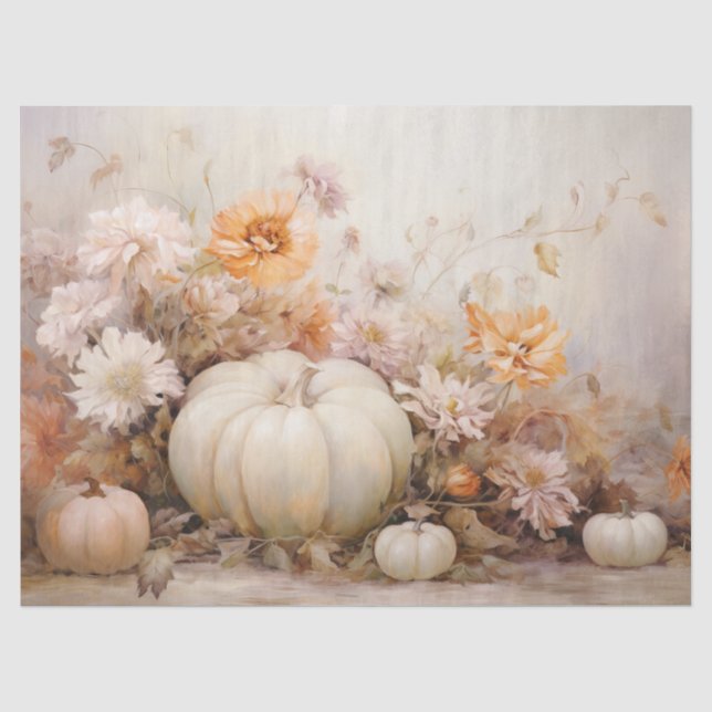 Papel De Seda Desconexión de las calabazas blancas de otoño (Anverso)