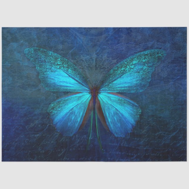 Papel De Seda Desconexión de mariposa azul turquesa (Anverso)