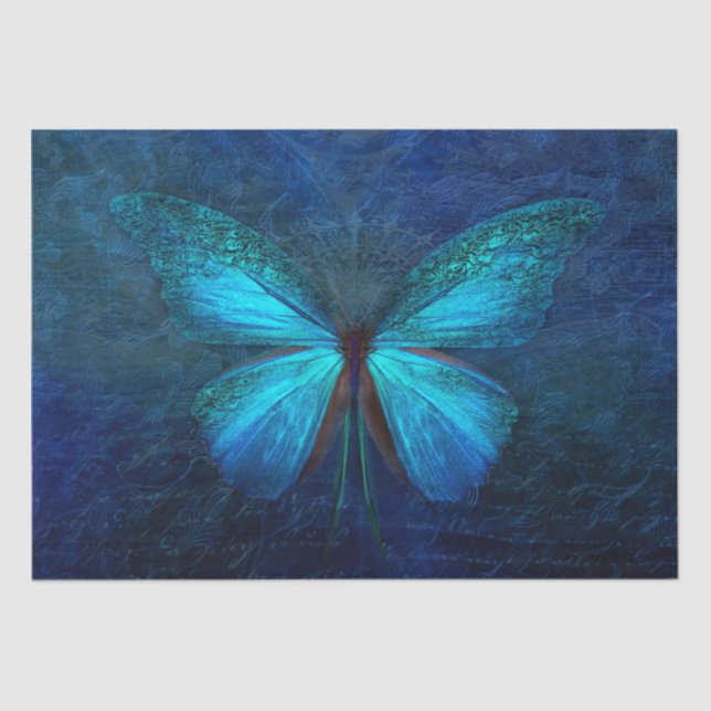 Papel De Seda Desconexión de mariposa azul turquesa (Anverso)