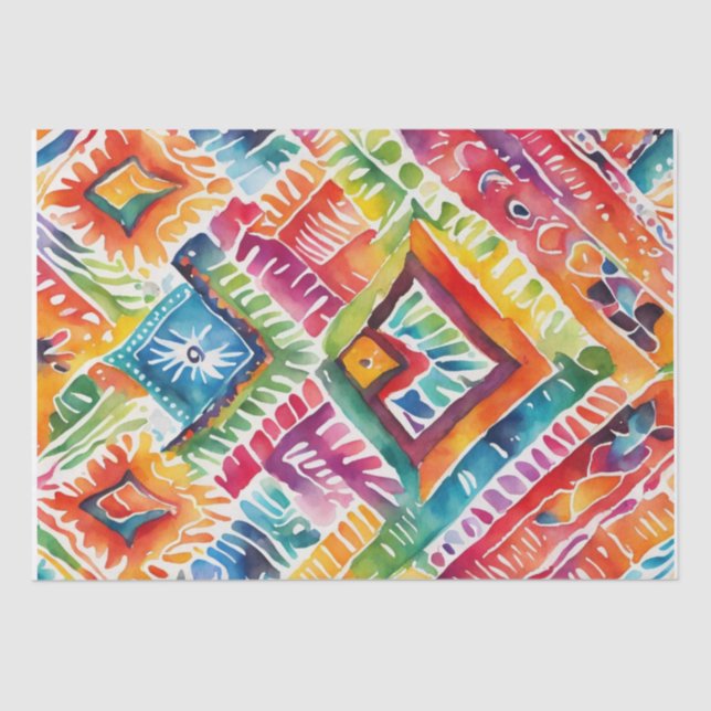 Papel De Seda Desconexión de patrón latino de acuarela brillante (Anverso)