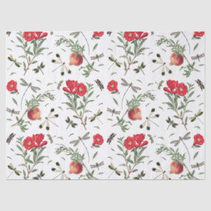 Papel De Seda Desconexión de patrones de libélulas y granadas